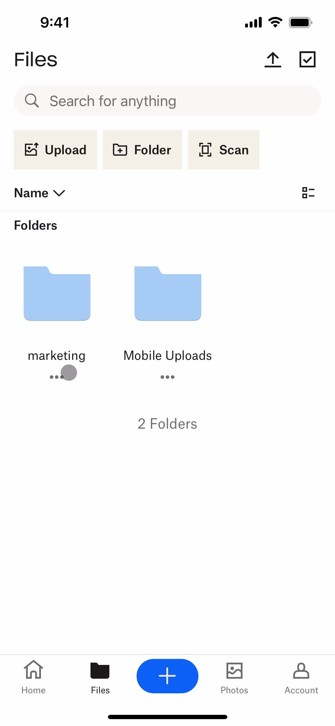 Creating a folder screenshot