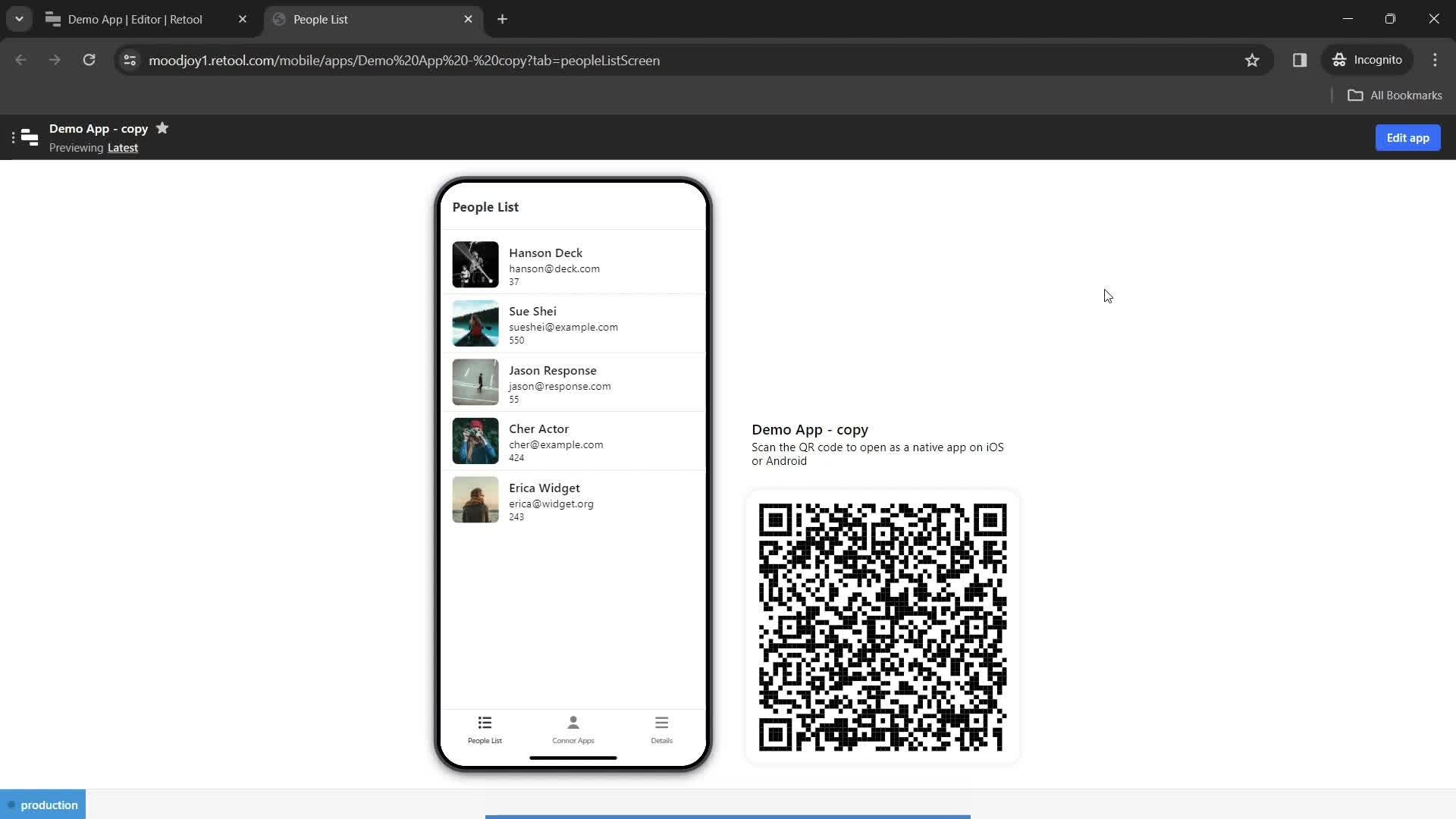 Creating new apps screenshot