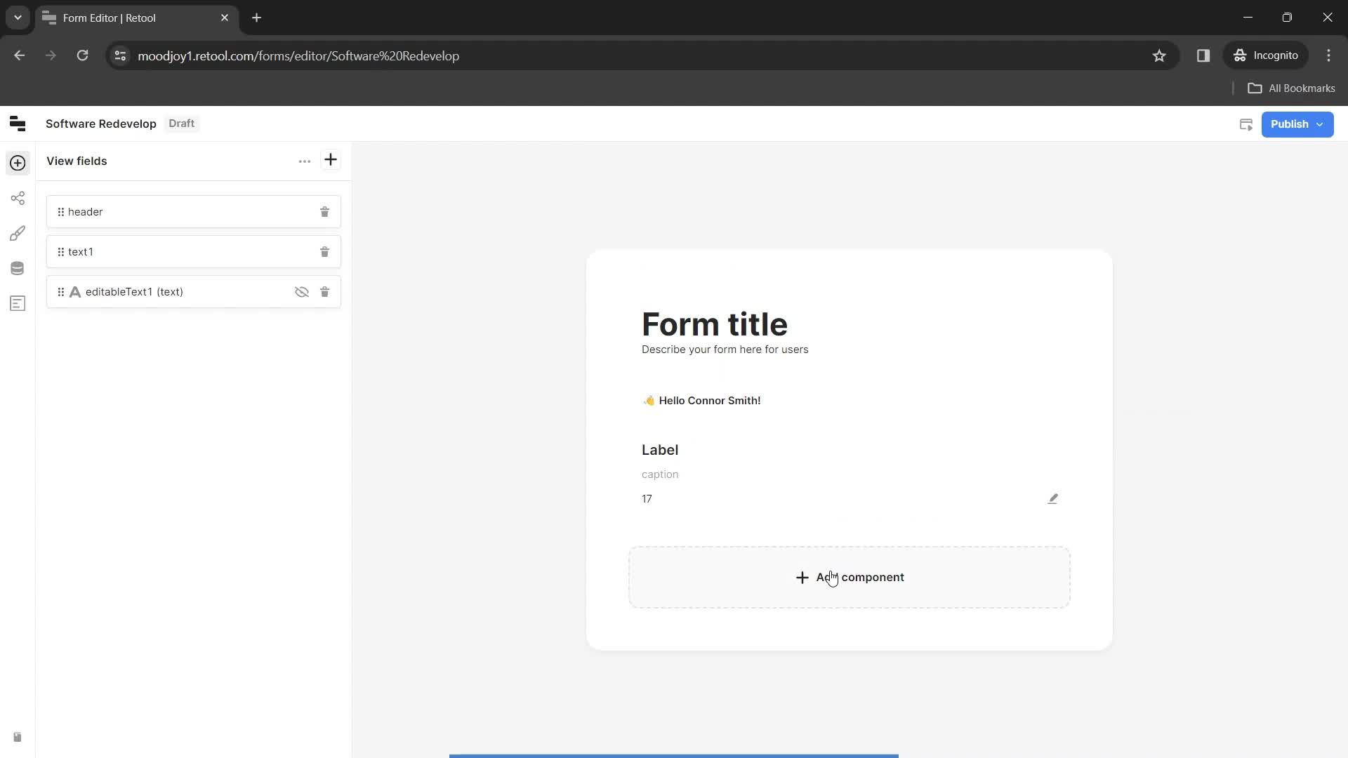 Creating a form screenshot