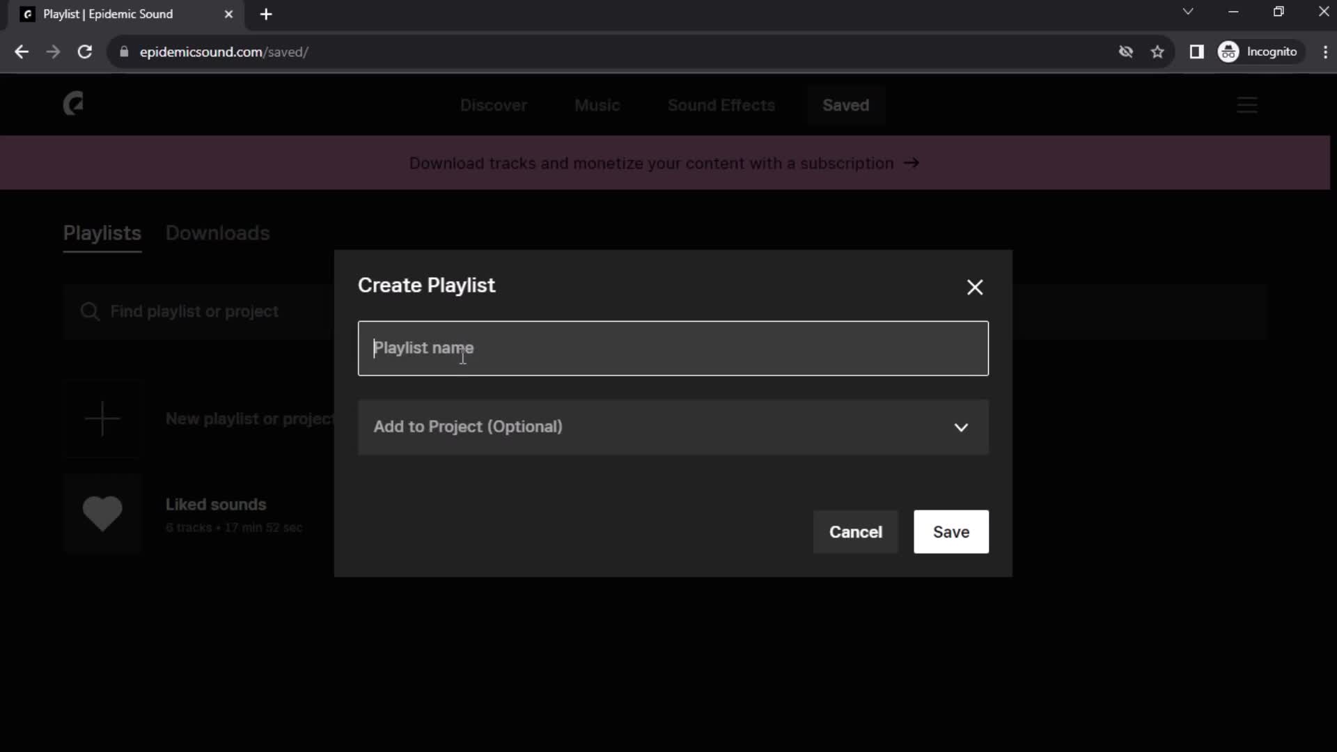 Creating a playlist screenshot