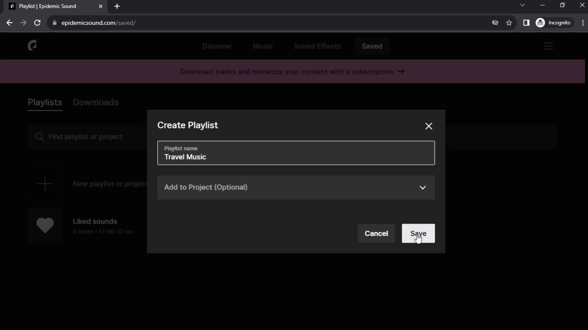 Creating a playlist screenshot