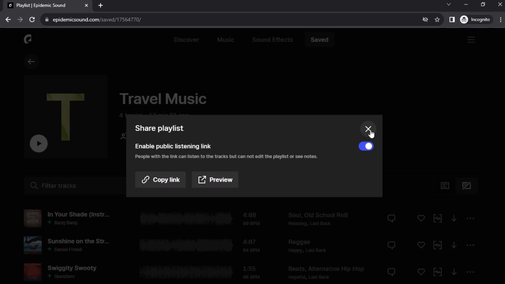 Creating a playlist screenshot