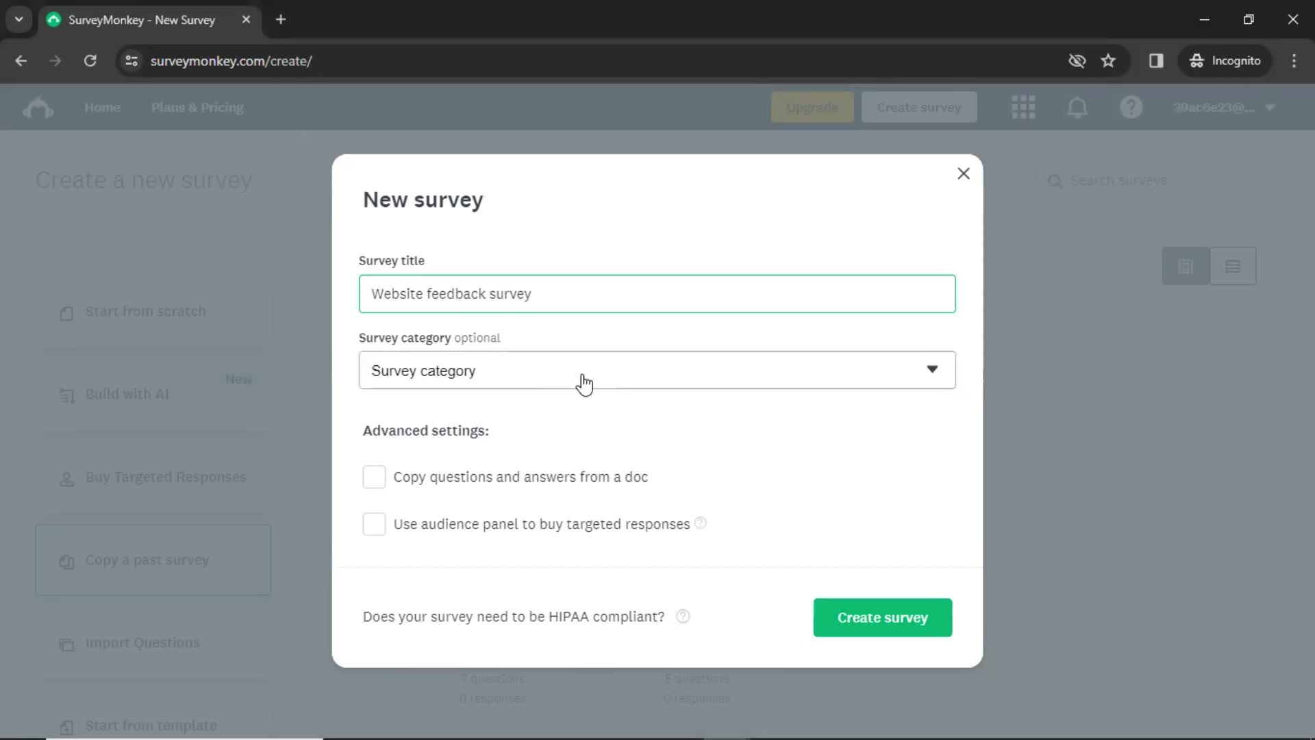 Creating a form screenshot