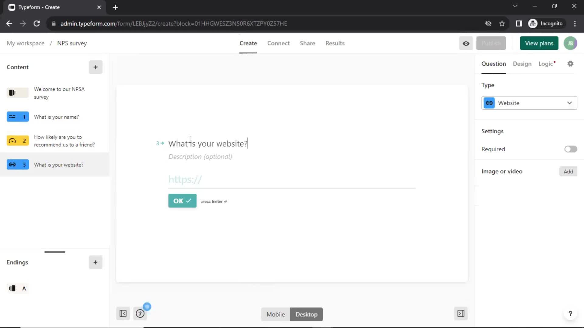 Creating a form screenshot