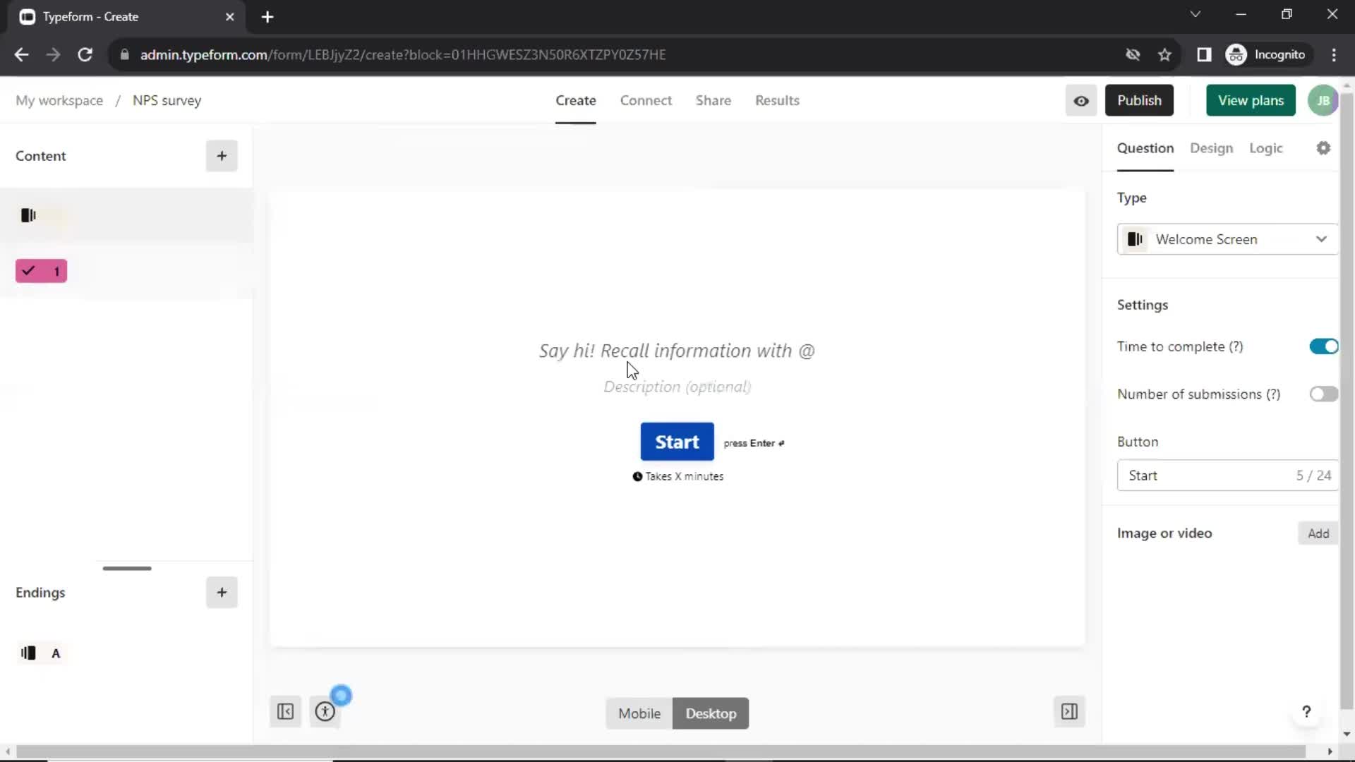 Creating a form screenshot