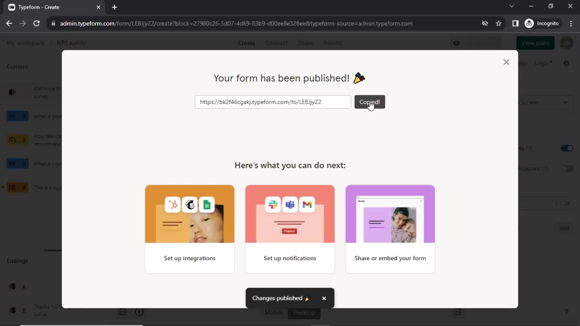 Creating a form screenshot