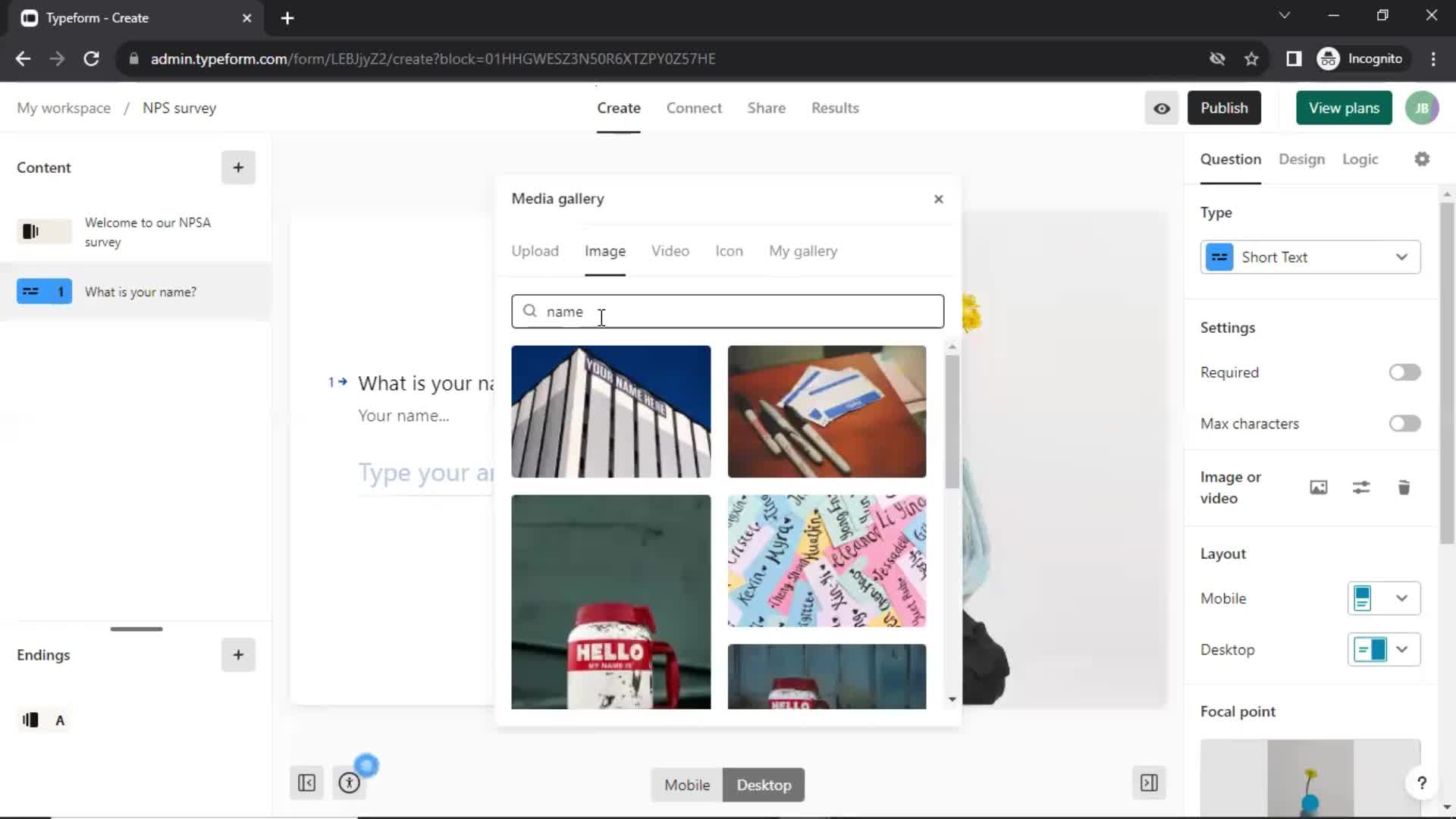 Creating a form screenshot