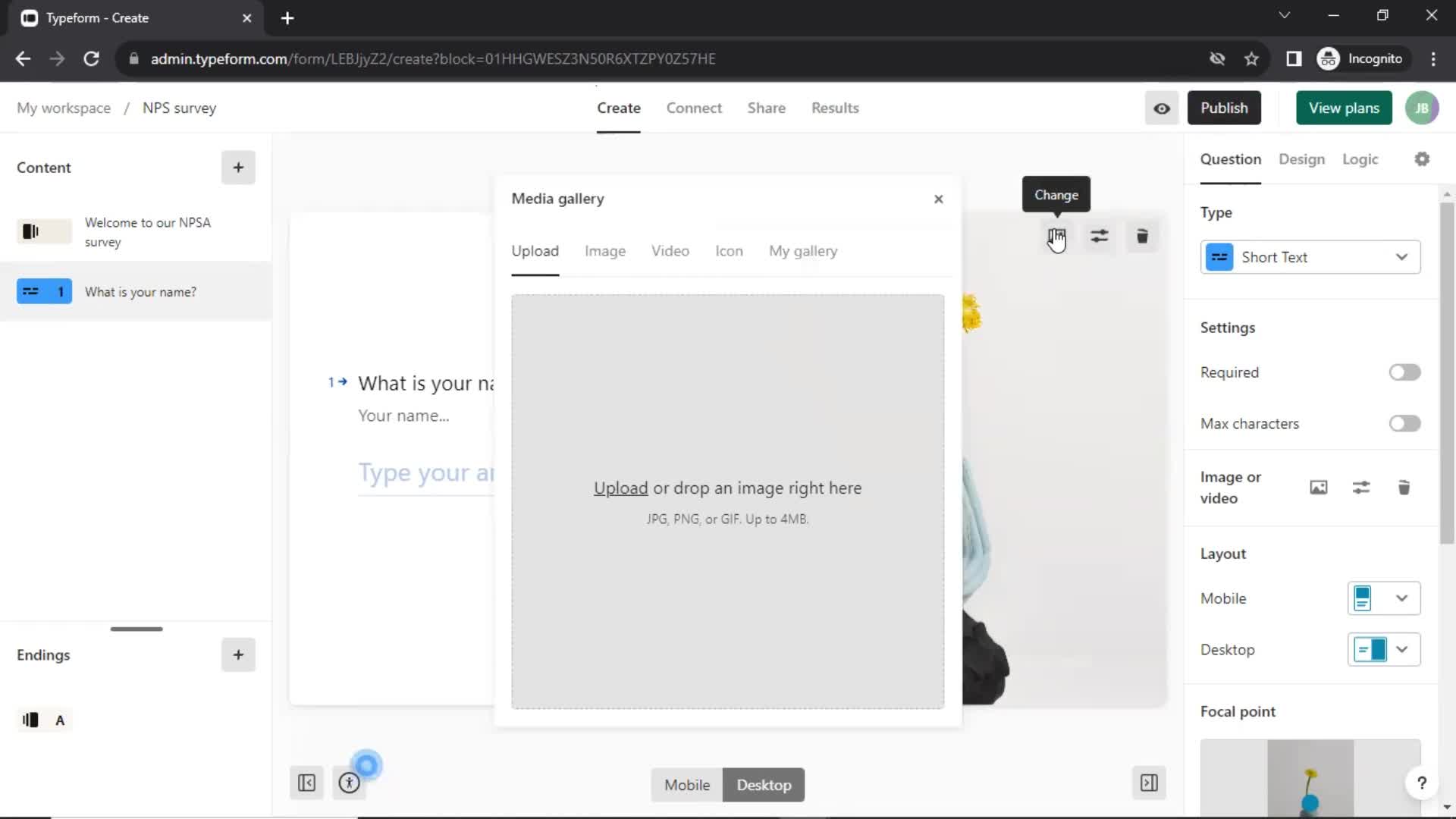 Creating a form screenshot