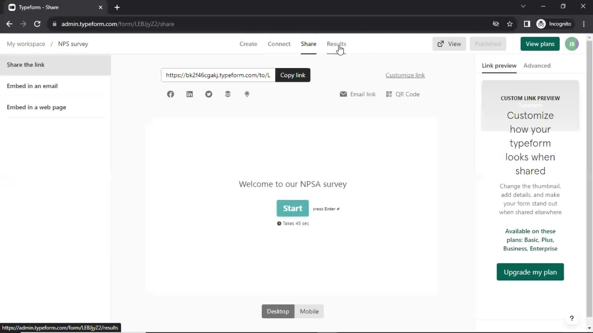 Creating a form screenshot