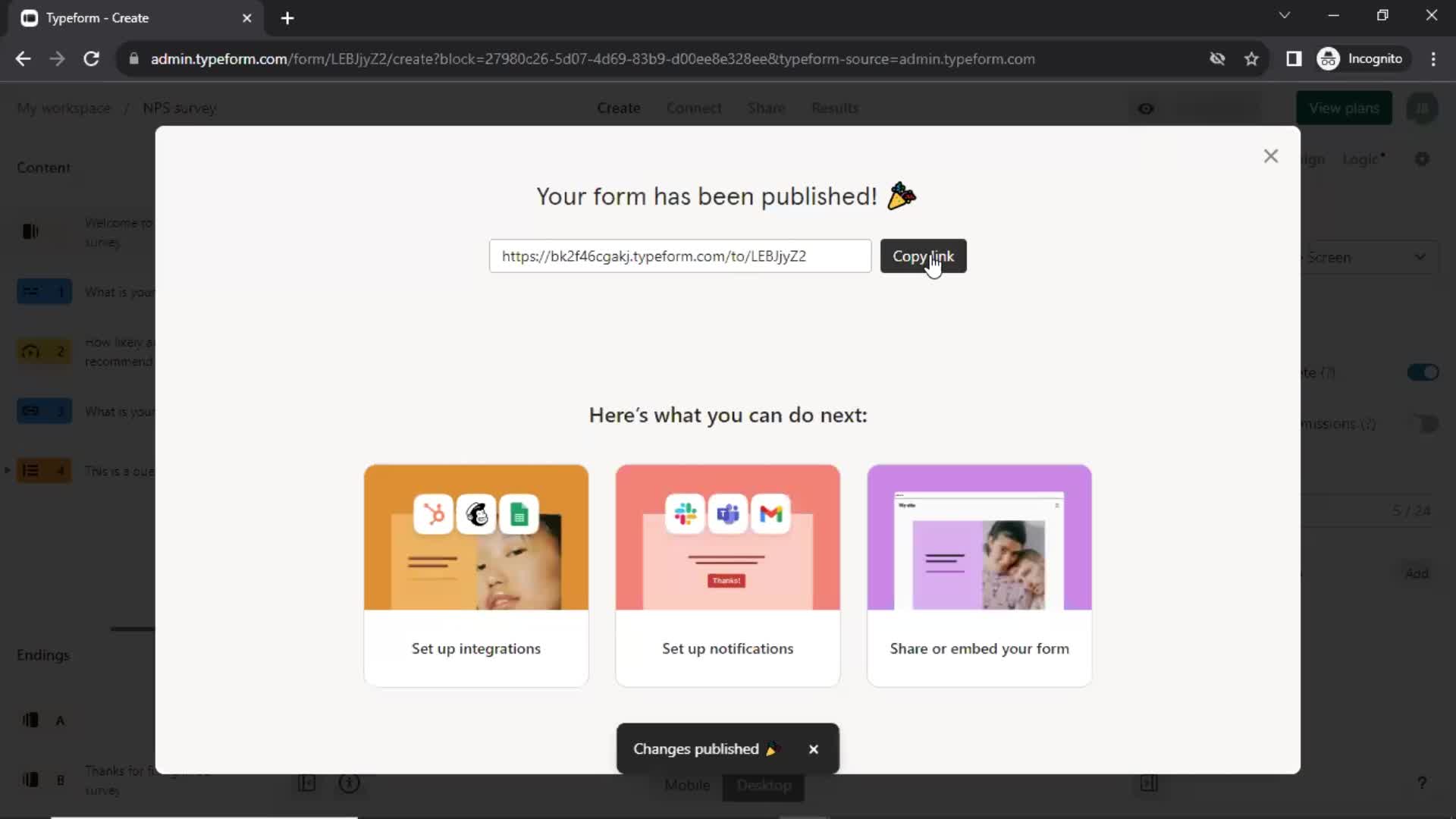 Creating a form screenshot