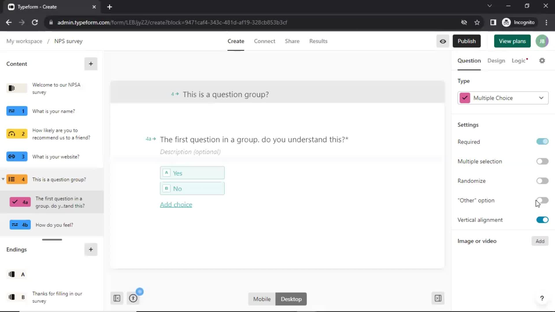 Creating a form screenshot