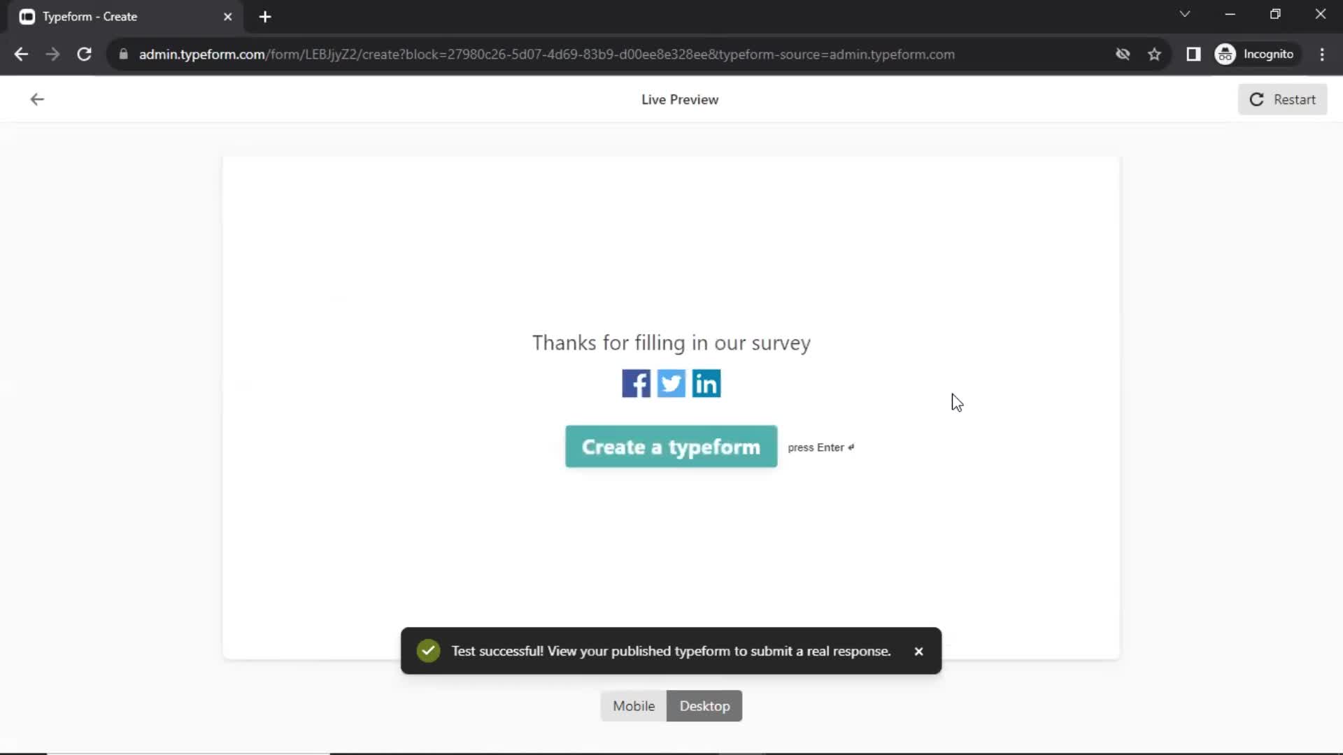 Creating a form screenshot