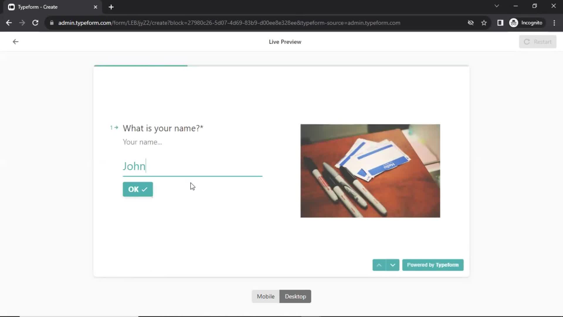 Creating a form screenshot