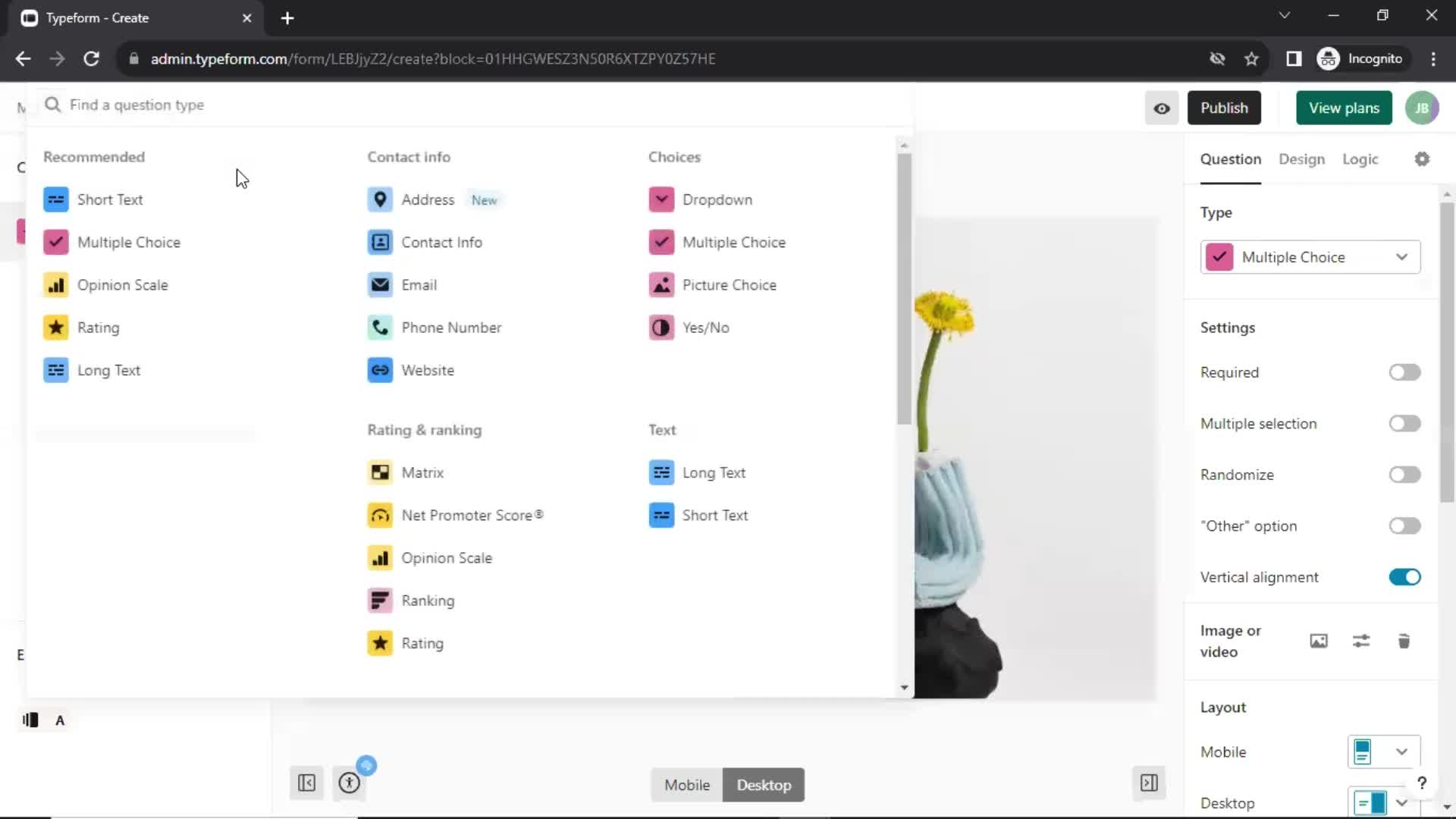 Creating a form screenshot