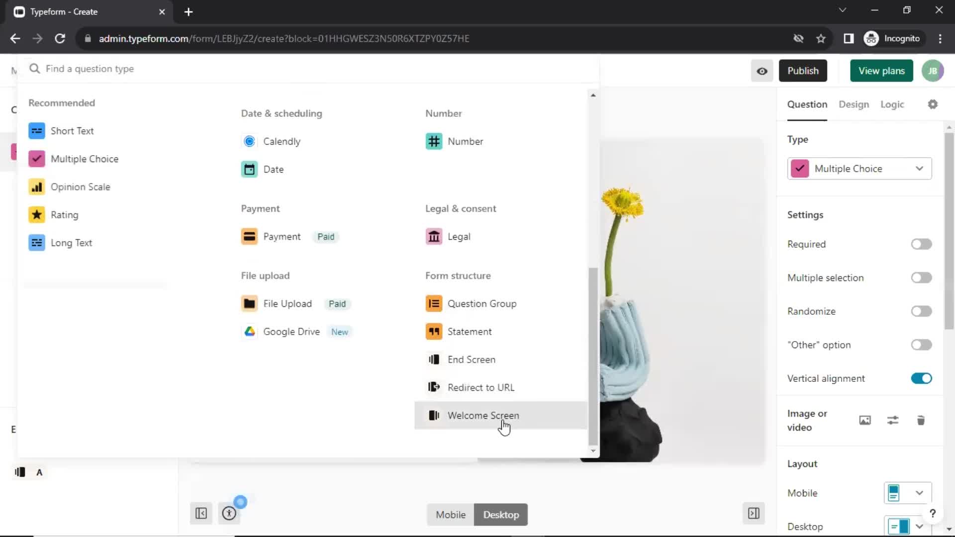 Creating a form screenshot