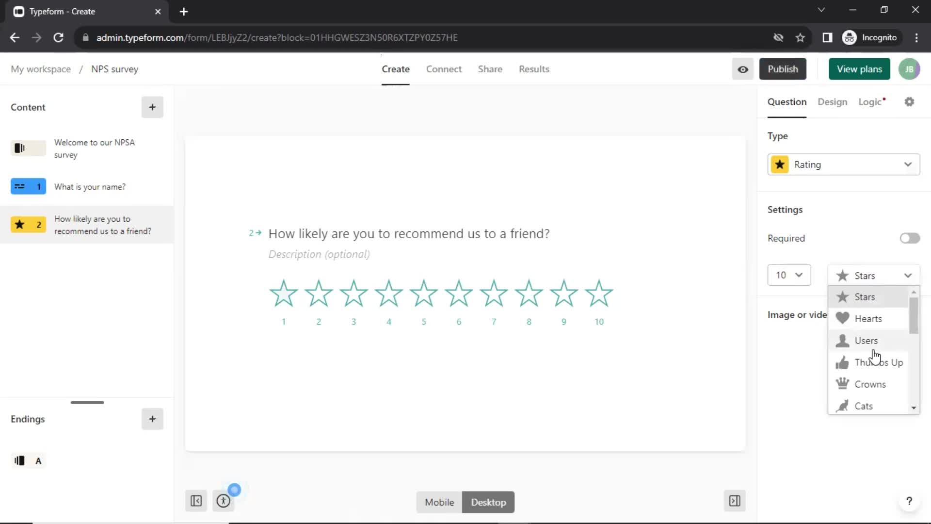 Creating a form screenshot