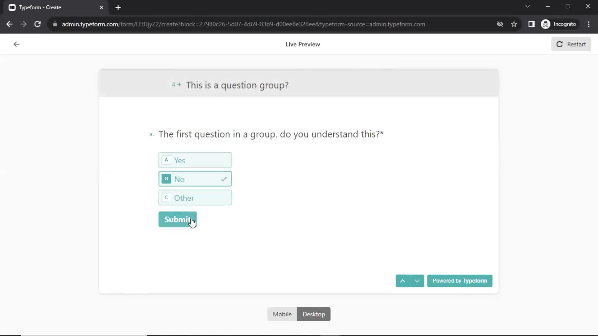 Creating a form screenshot