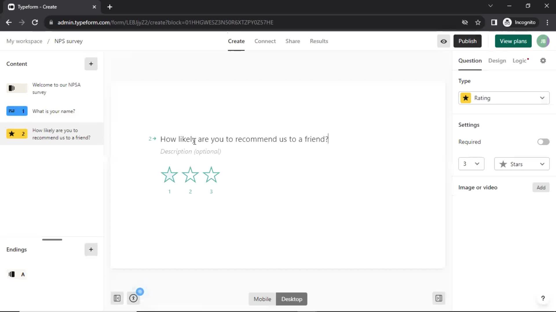 Creating a form screenshot