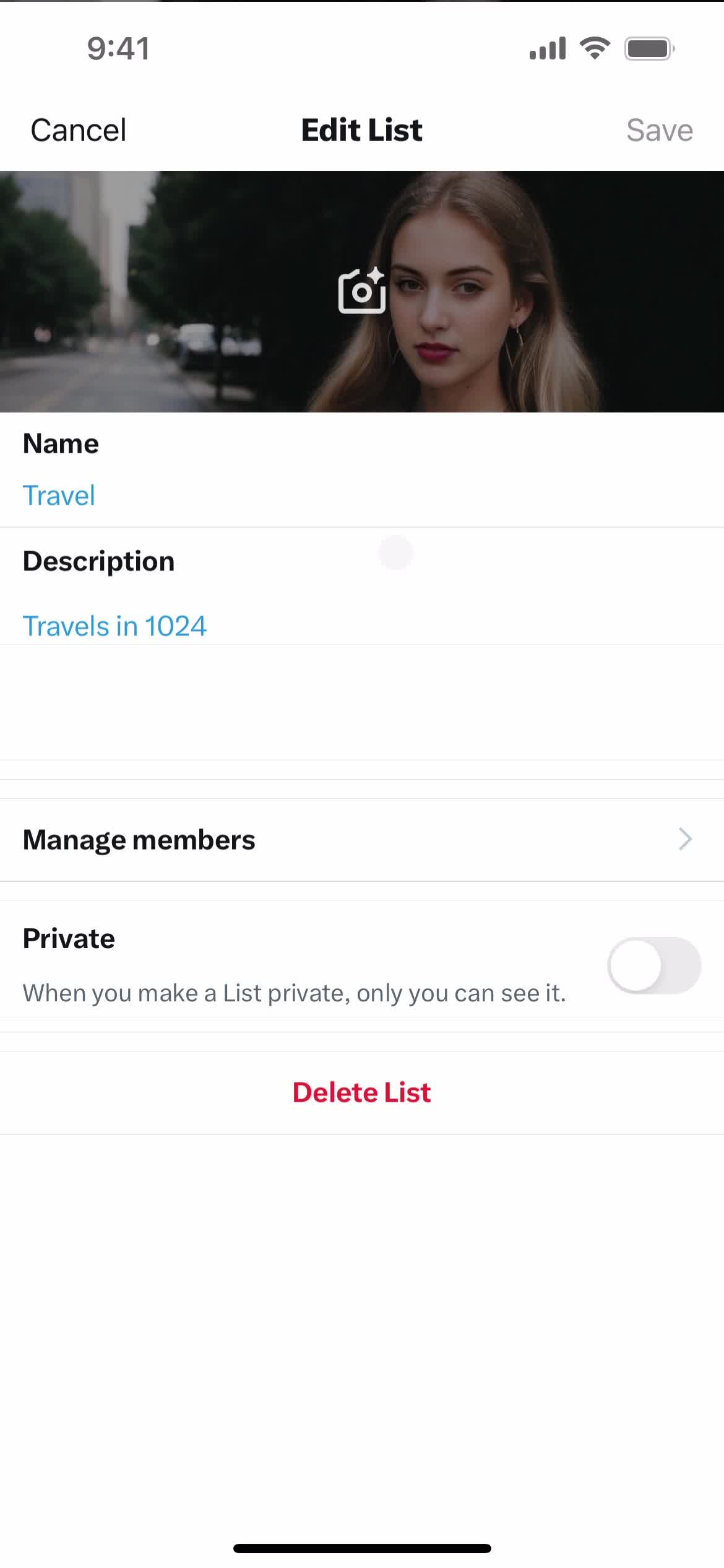 Creating a list screenshot