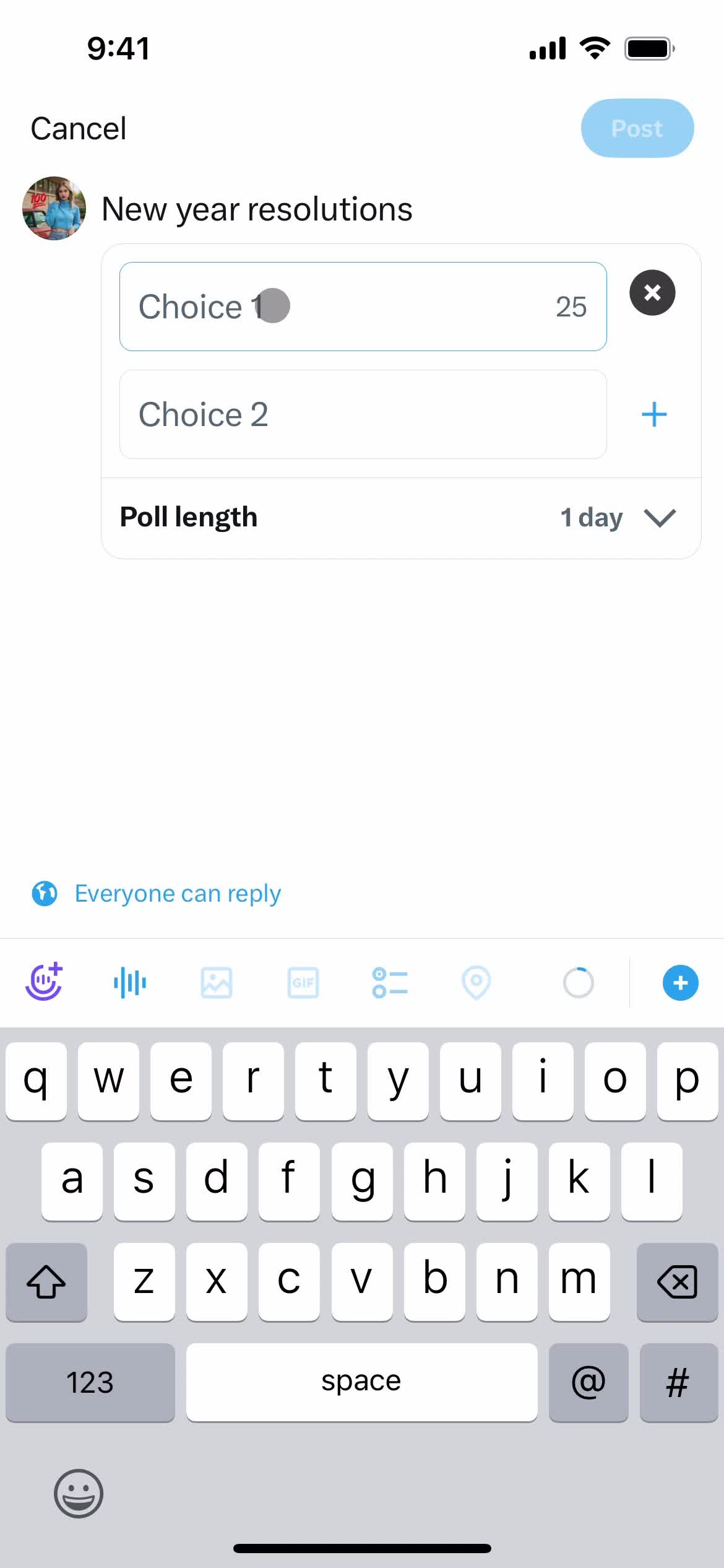 Creating a poll screenshot