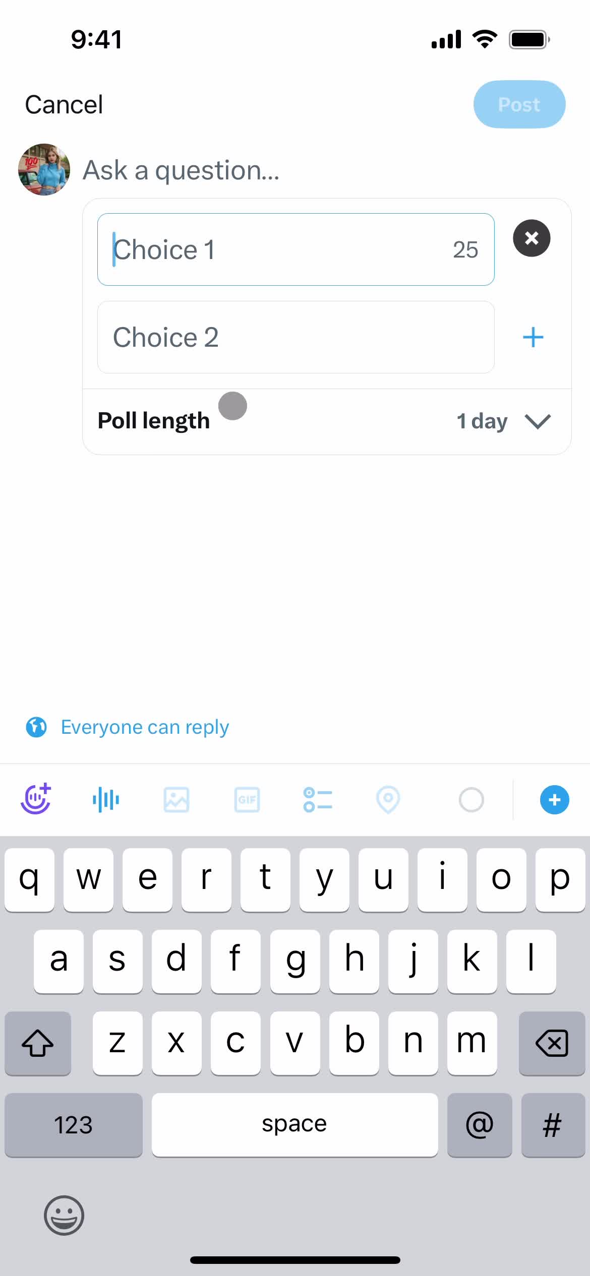 Creating a poll screenshot