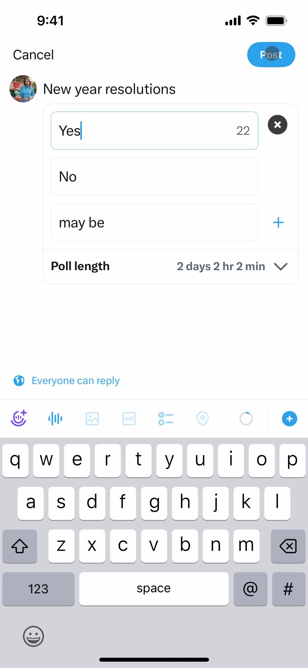 Creating a poll screenshot