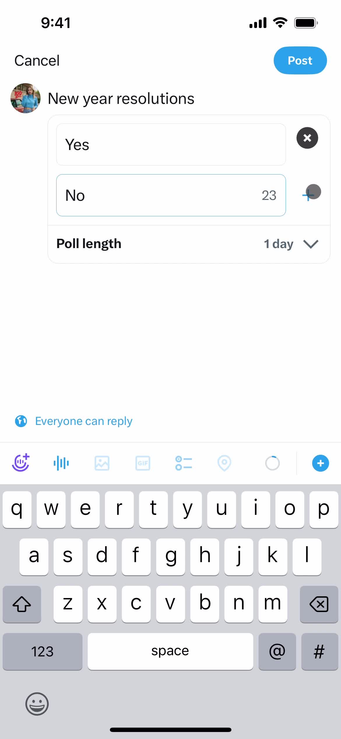 Creating a poll screenshot