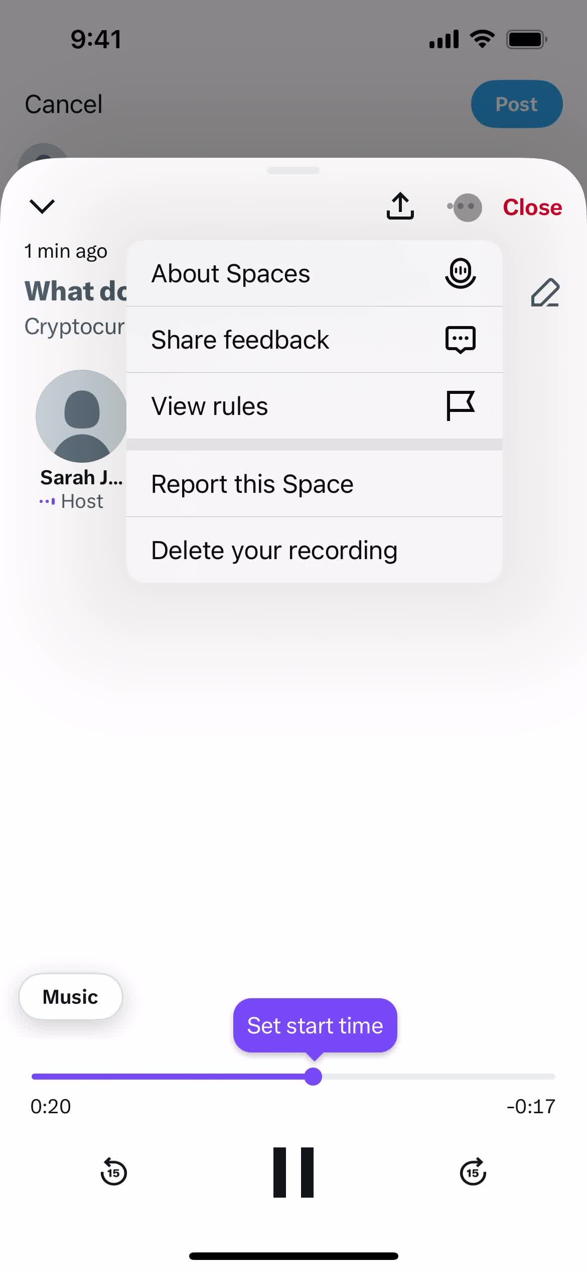 Creating a post screenshot