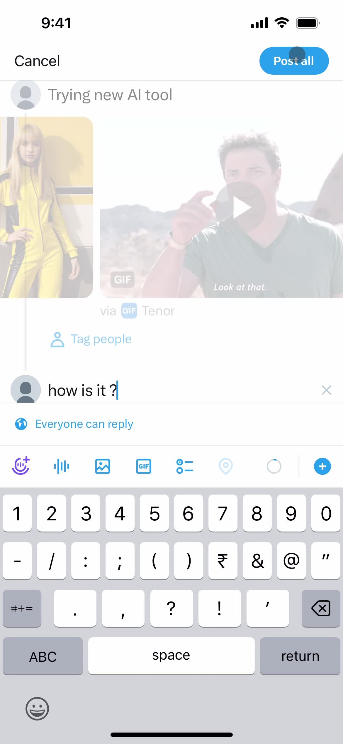 Creating a post on Twitter video thumbnail