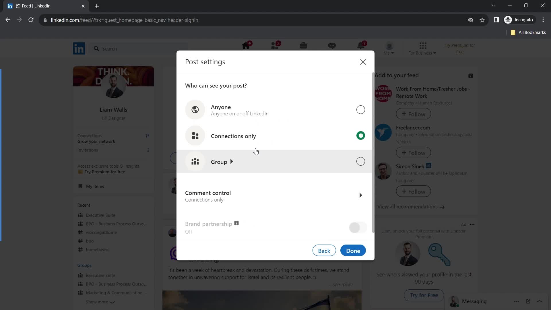 Creating a post on LinkedIn video thumbnail