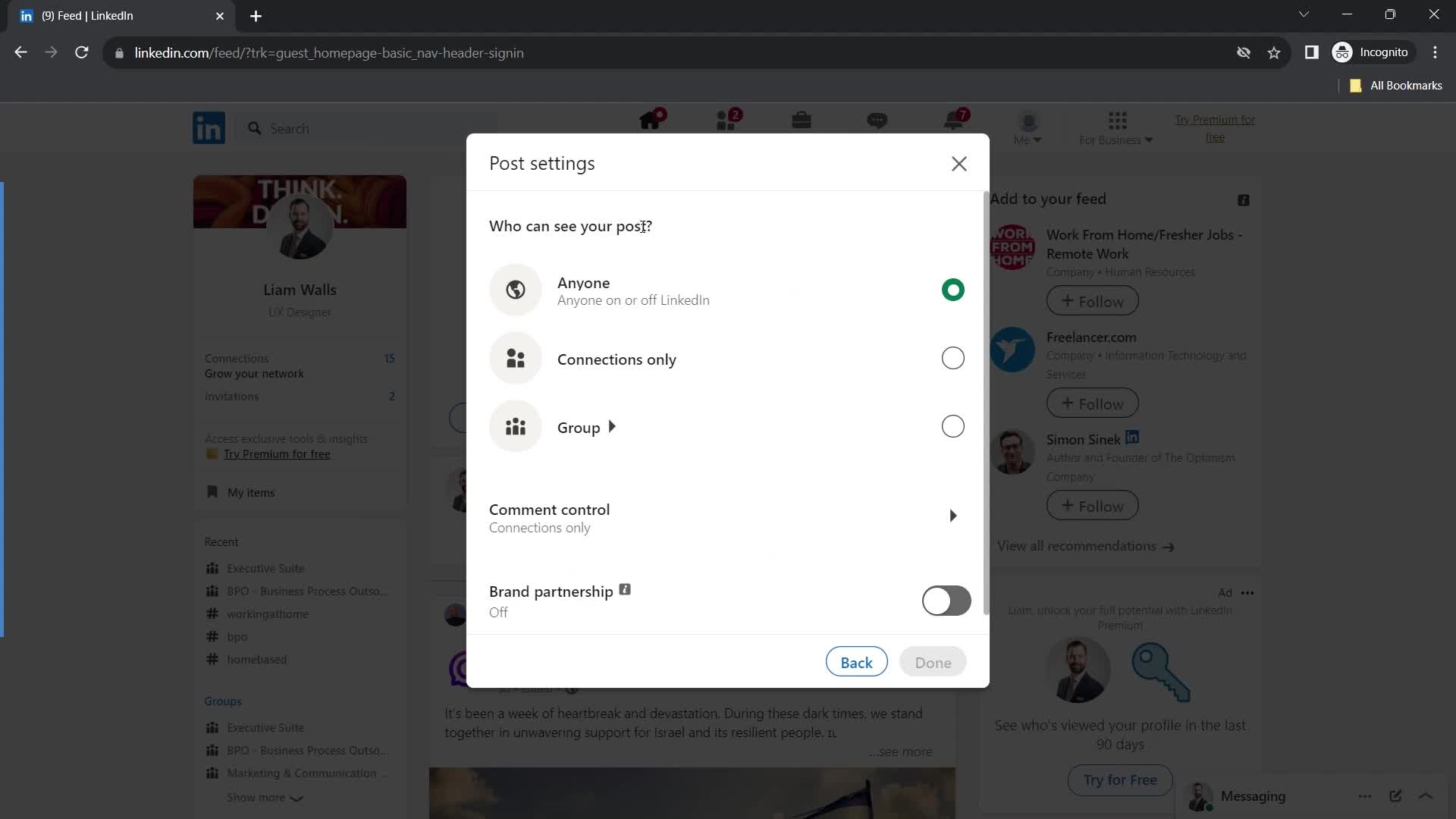 Creating a post on LinkedIn video thumbnail