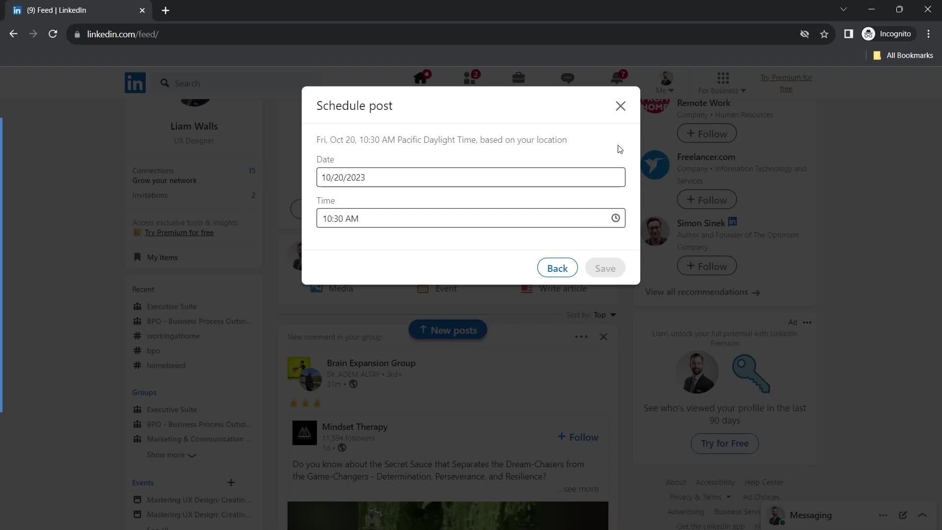 Creating a post on LinkedIn video thumbnail