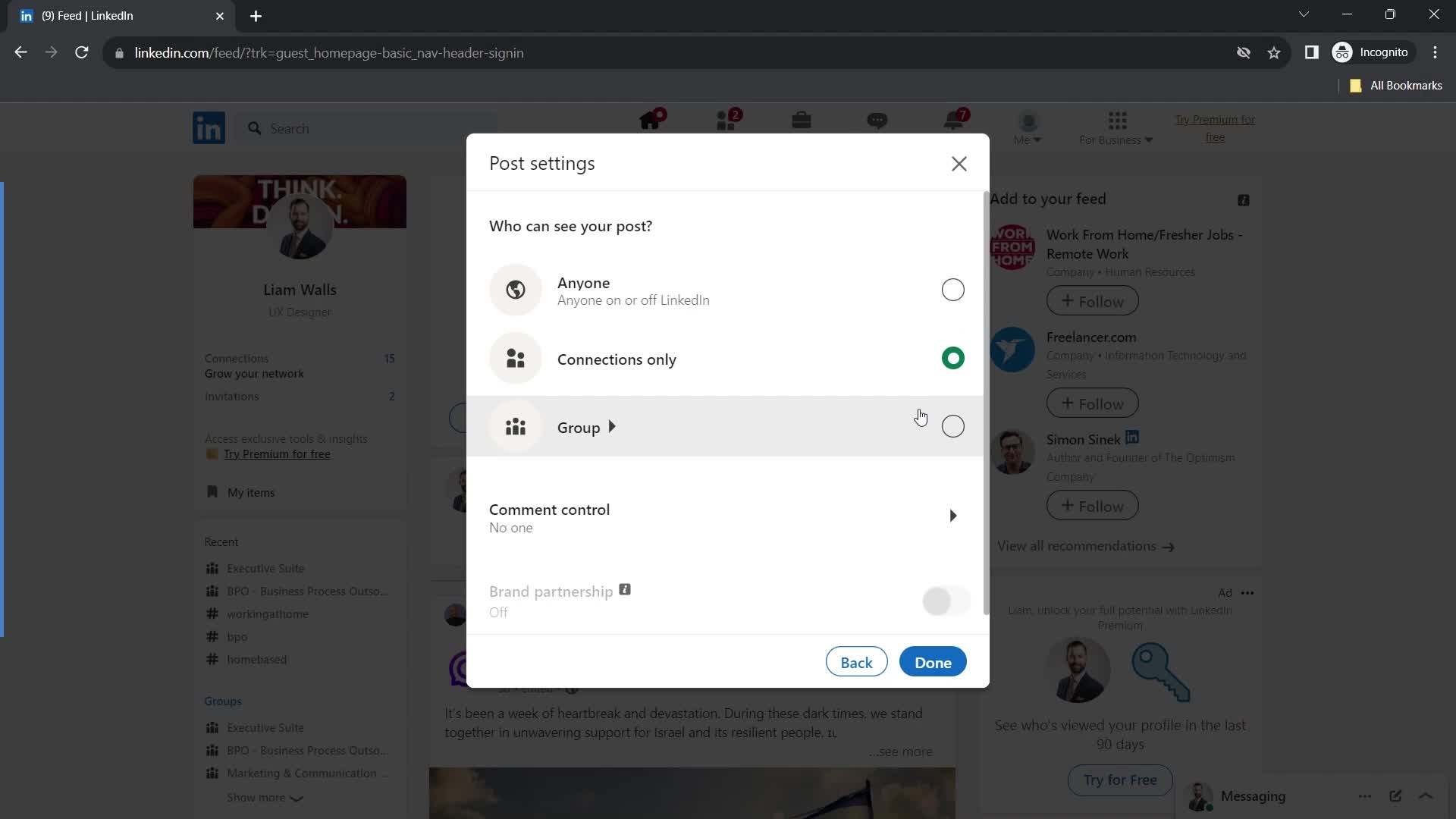 Creating a post on LinkedIn video thumbnail