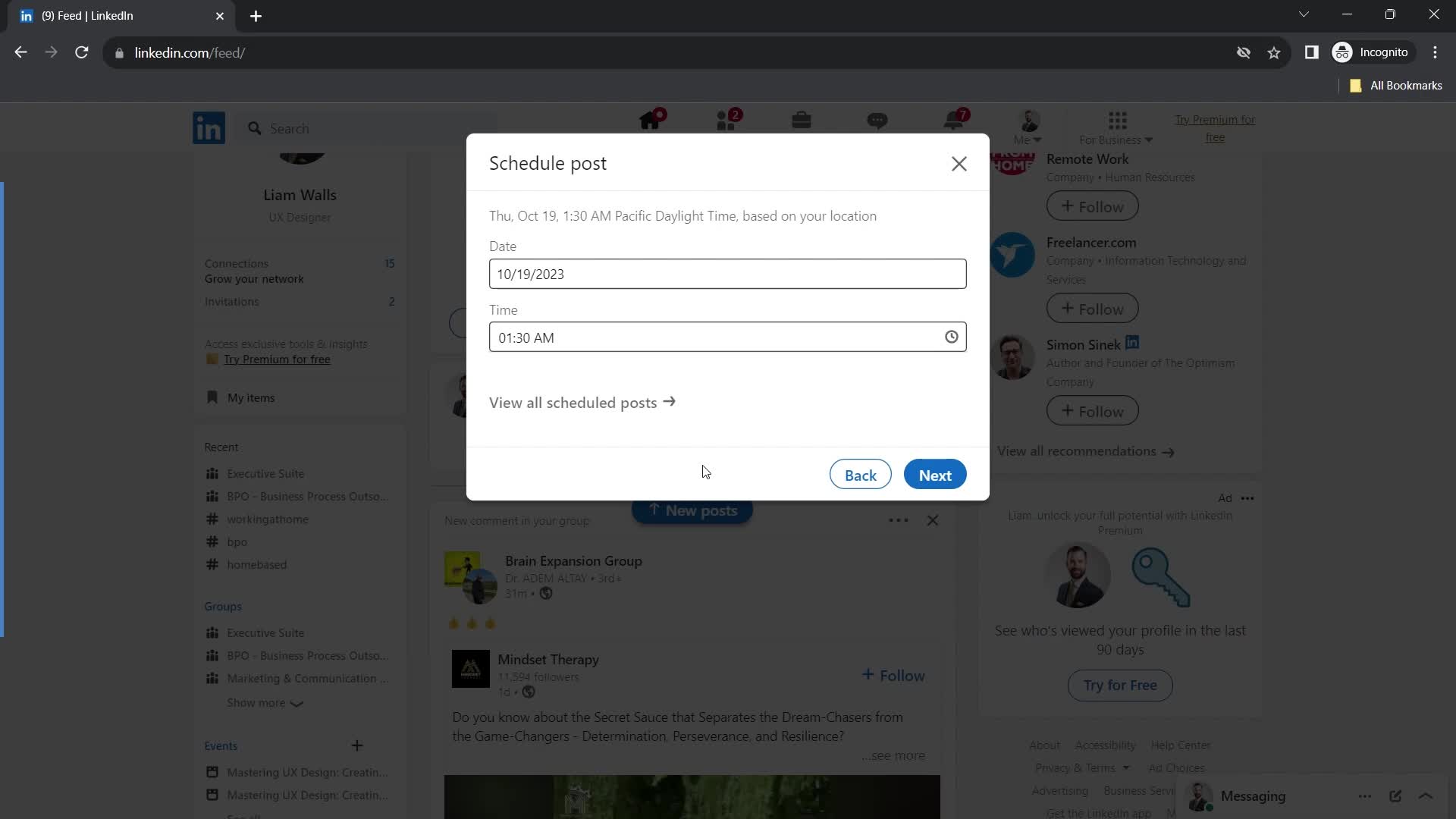 Creating a post on LinkedIn video thumbnail