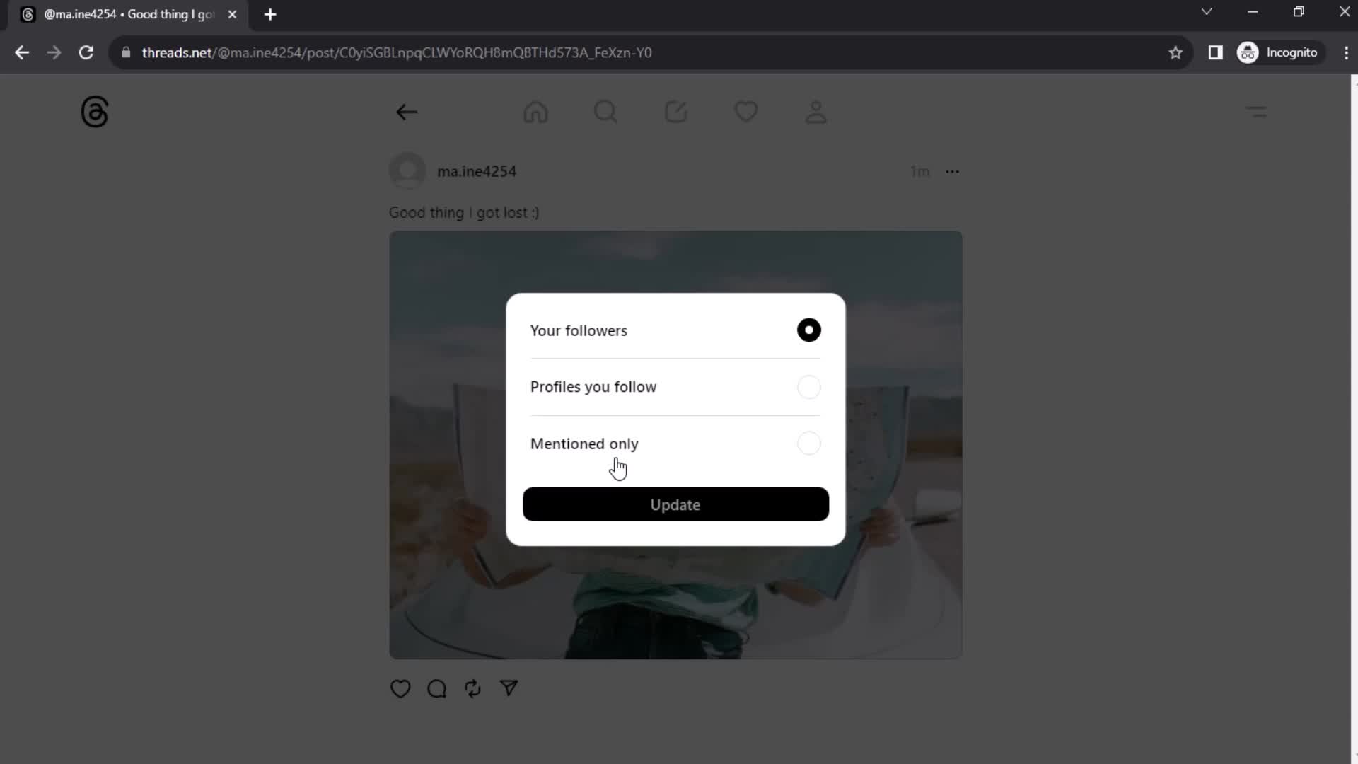 Creating a post screenshot