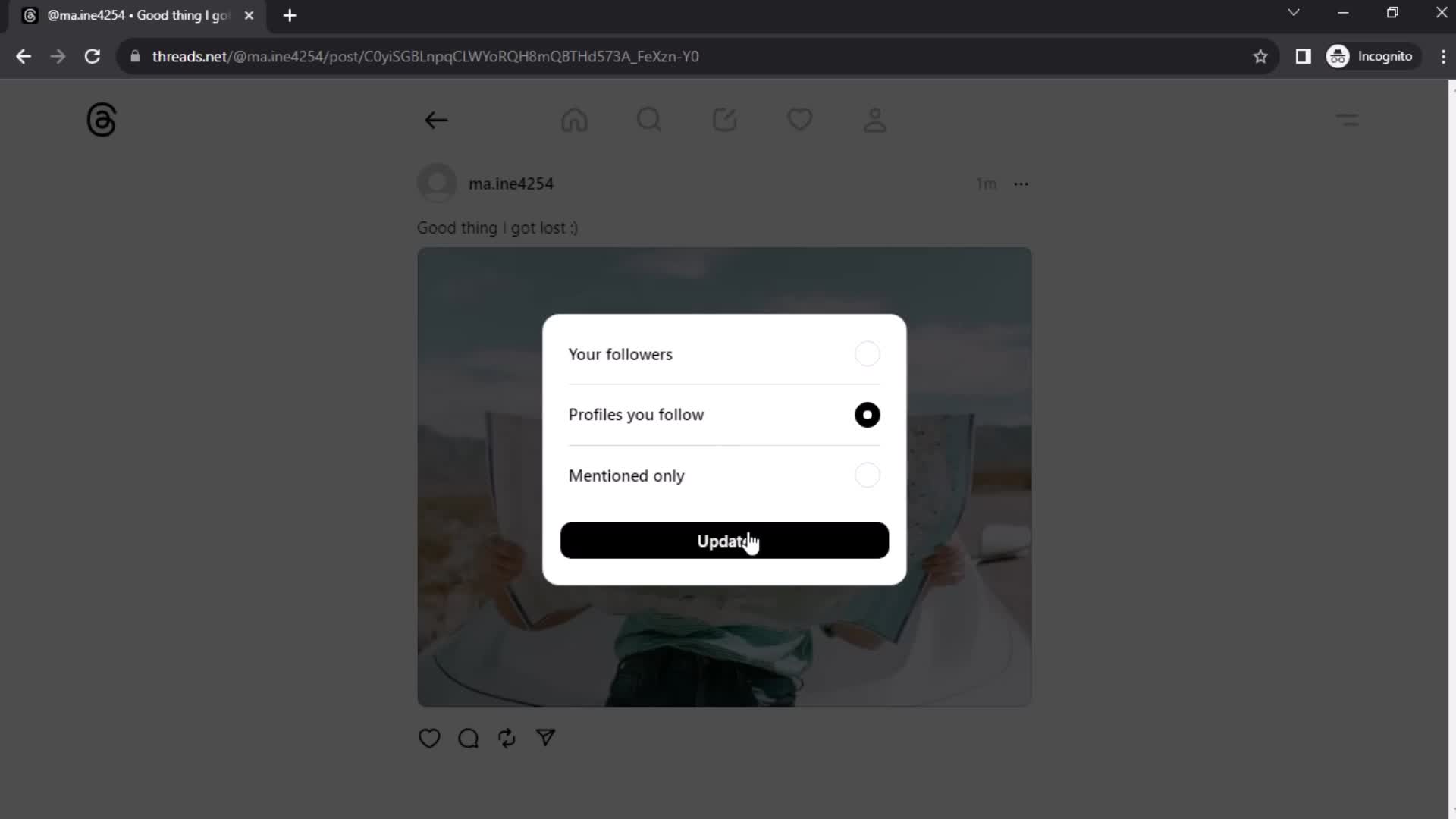 Creating a post screenshot