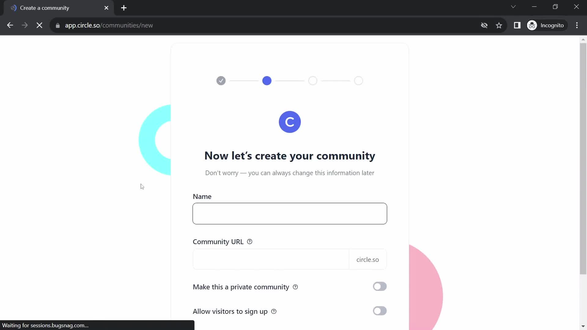 Screenshot of Create group on Creating a group on Circle user flow