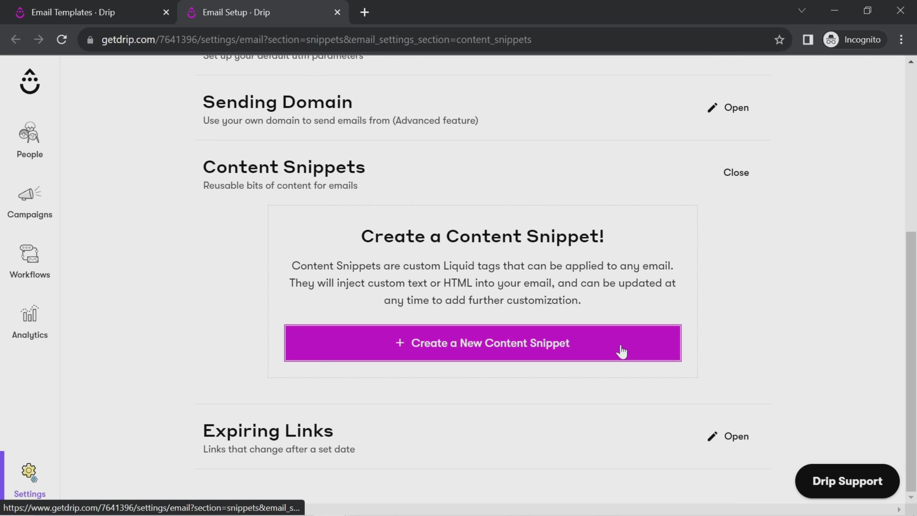 Creating a content snippet screenshot