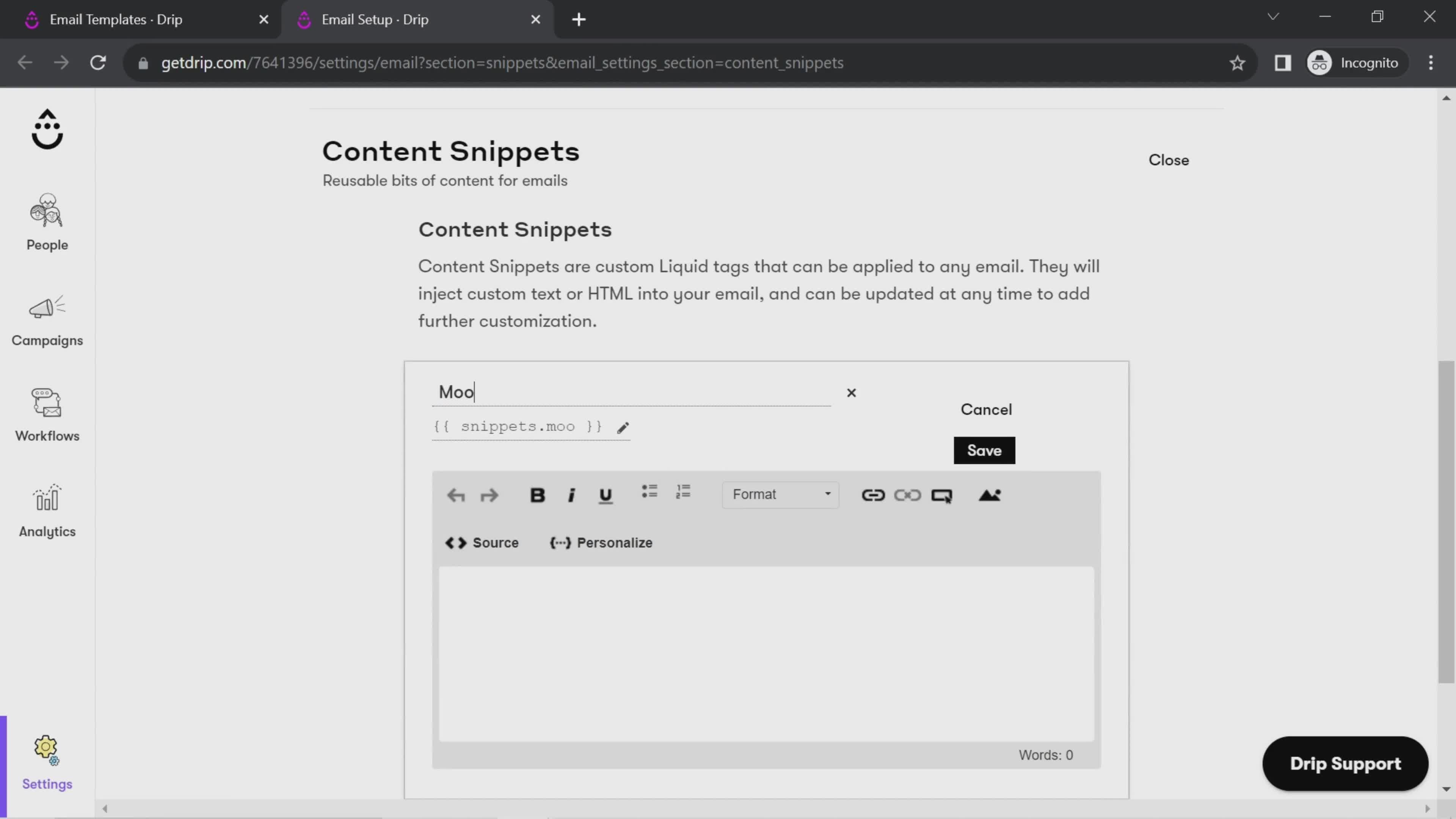 Creating a content snippet screenshot