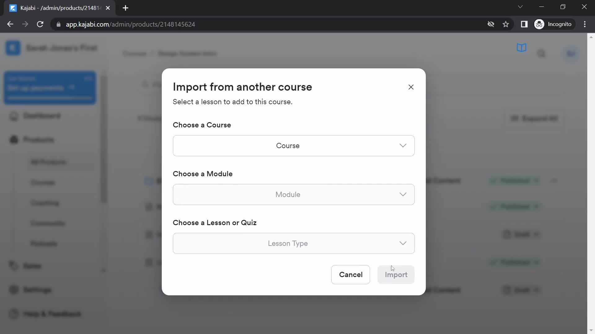 Creating a course screenshot