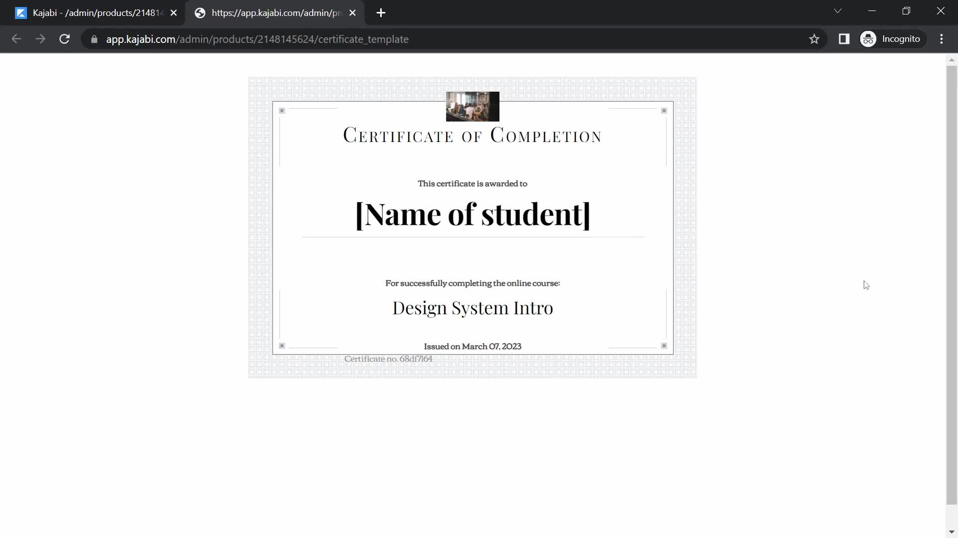 Creating a course screenshot