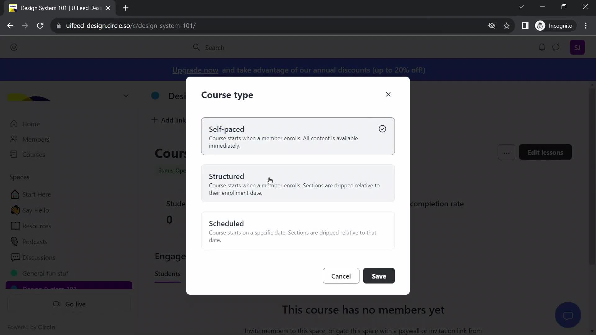 Creating a course screenshot