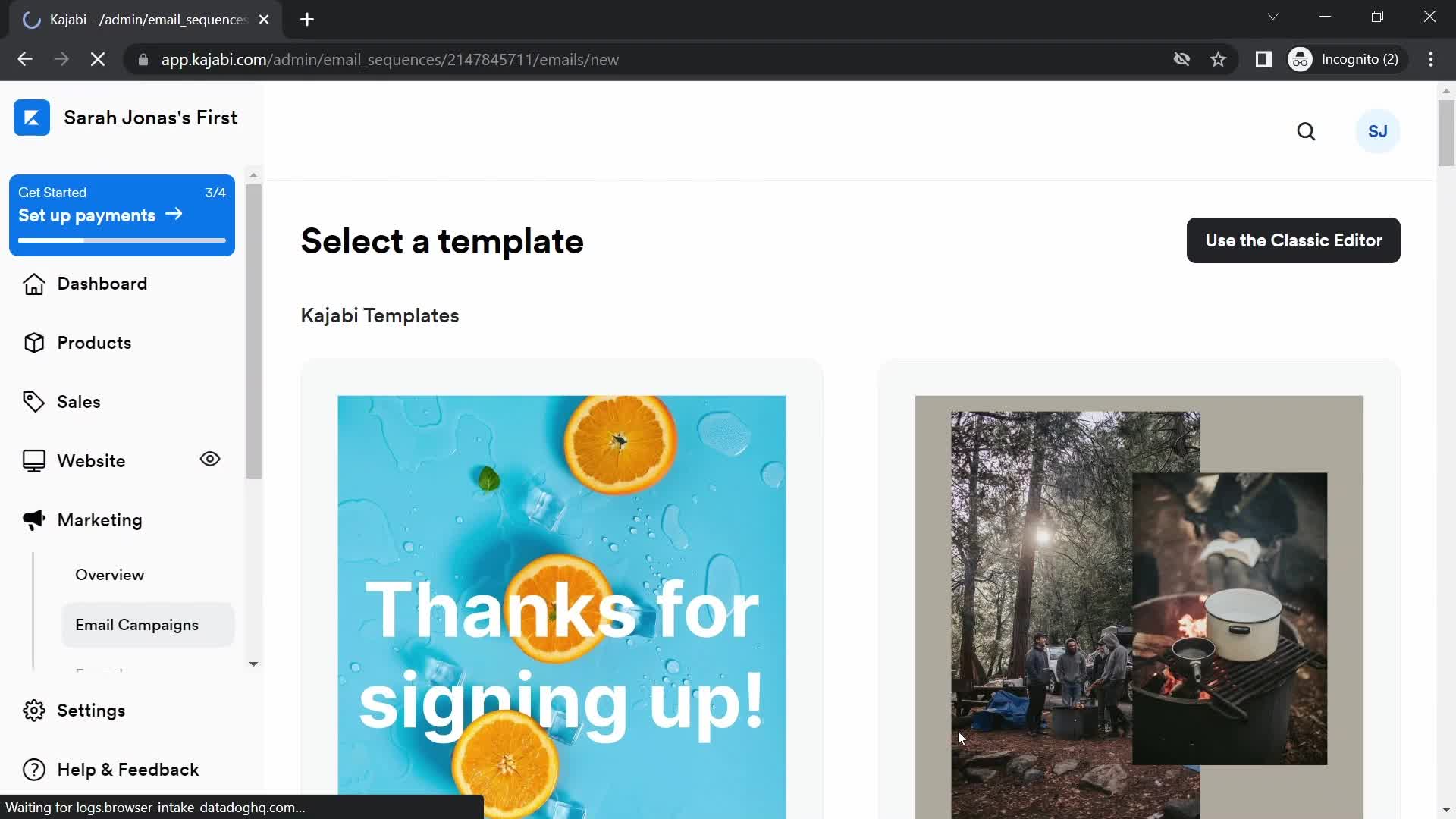 Creating a drip campaign screenshot