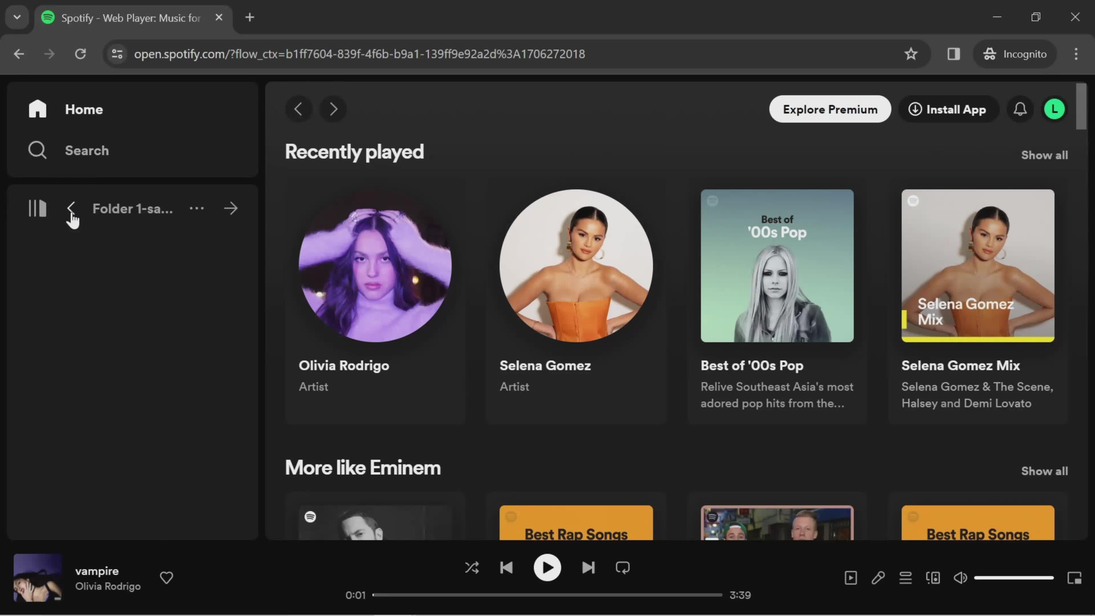 Creating a folder on Spotify video thumbnail