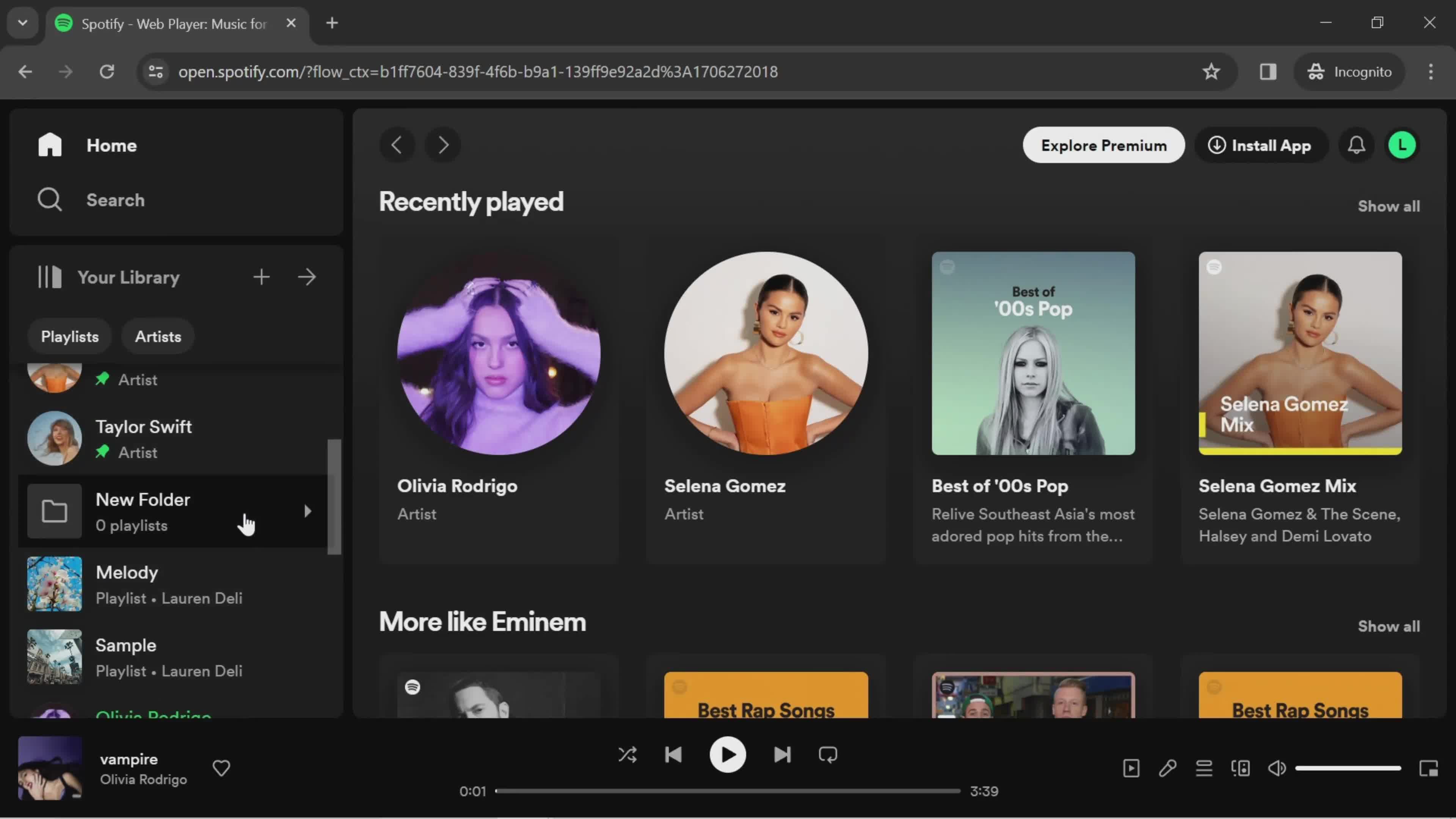 Creating a folder on Spotify video thumbnail