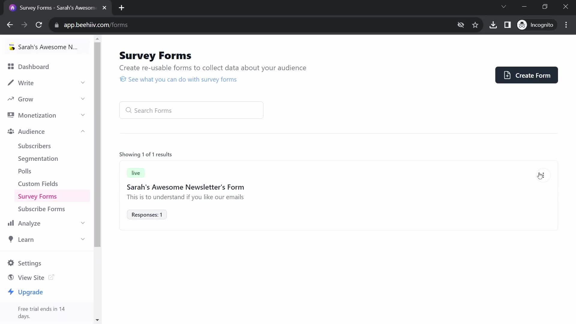 Creating a form screenshot