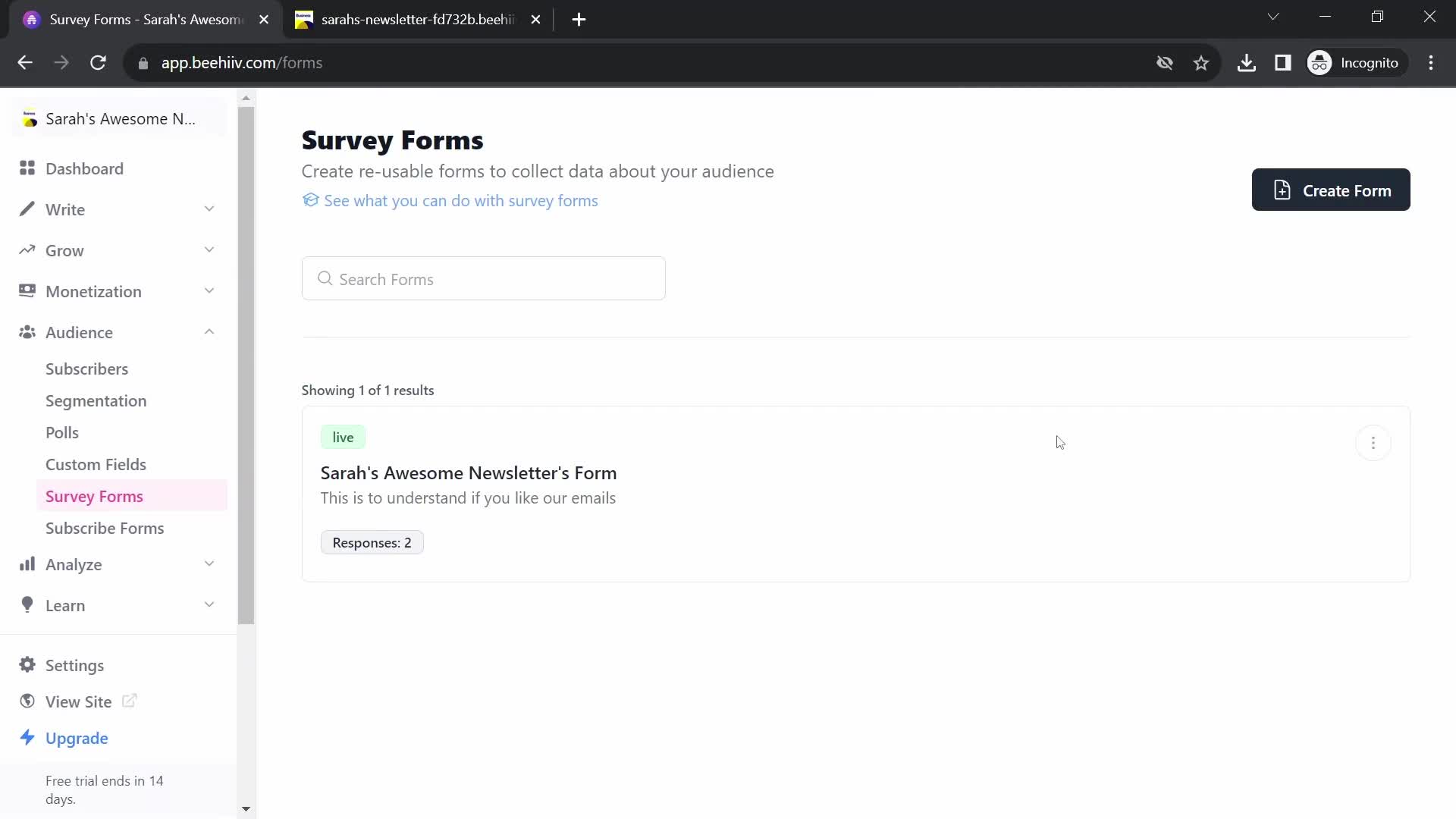 Creating a form screenshot