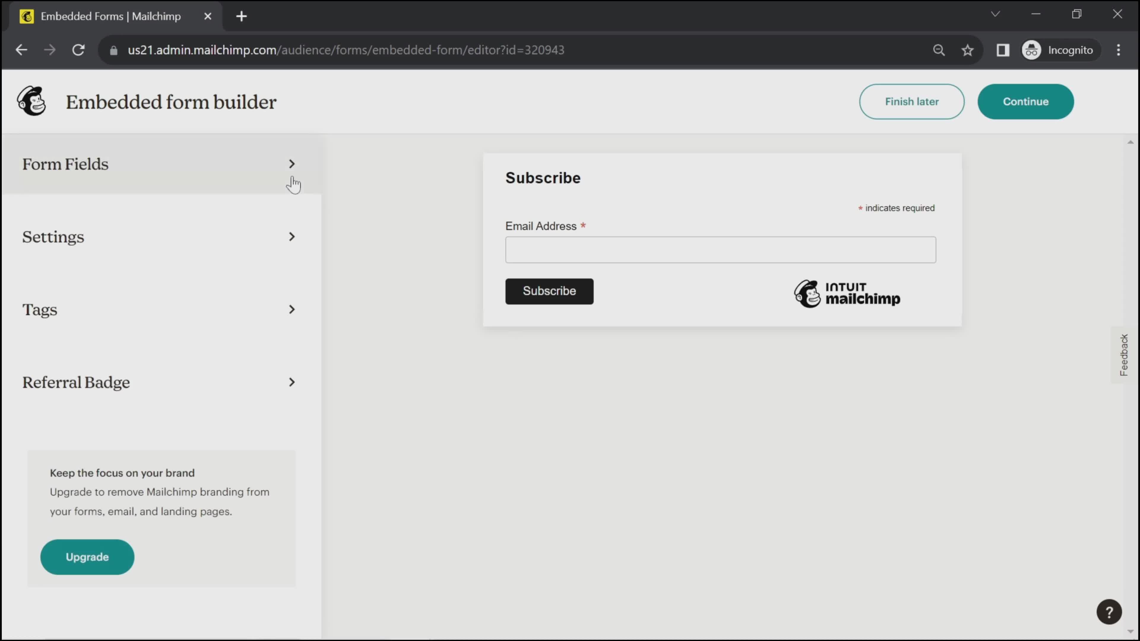 Creating a form on Mailchimp video thumbnail