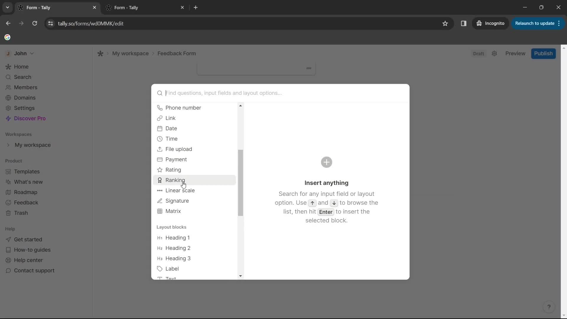 Creating a form screenshot