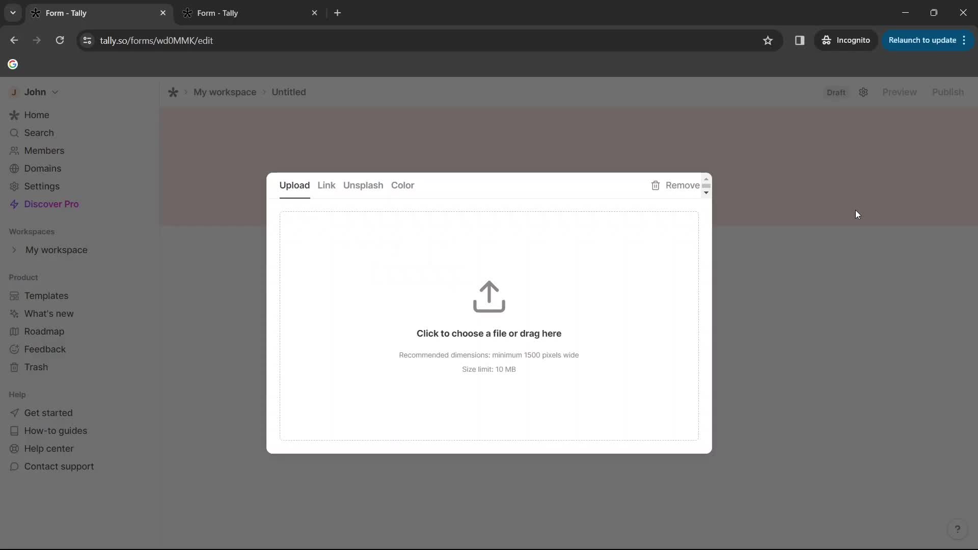 Creating a form screenshot